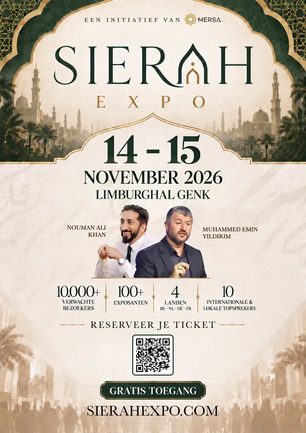 Aankondigingsaffiche: Nouman Ali Khan en Muhammed Emin Yıldırım op Sierah Expo 2026